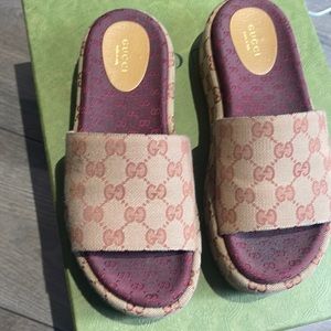 Authentic Gucci platform slides